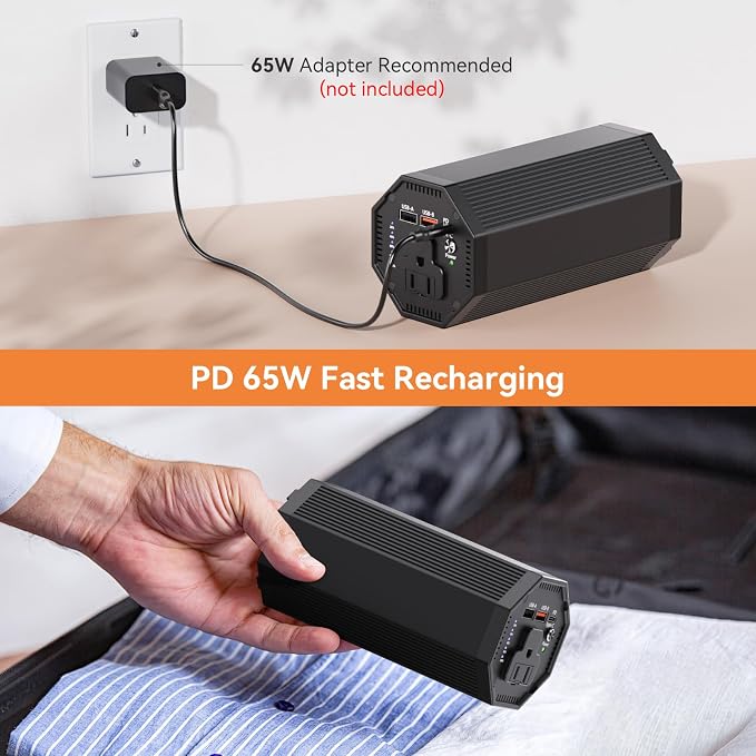AC Outlet Laptop Power Bank, 65W PD Portable Laptop Charger, 100W/27000mAh Power Station Travel Portable Battery Pack for Outdoor Camping Travel Home Office Hurricane Emergency Use1