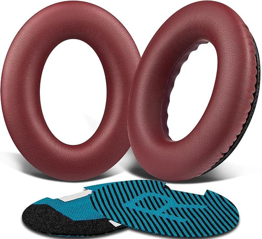 SoloWIT Protein Leather Earpads Cushions for Bose Headphones, Replacement Ear Pads for Bose QuietComfort 15 QC15 QC25 QC2 QC35/Ae2 Ae2i Ae2w/SoundTrue & SoundLink Around-Ear Series - Burgundy