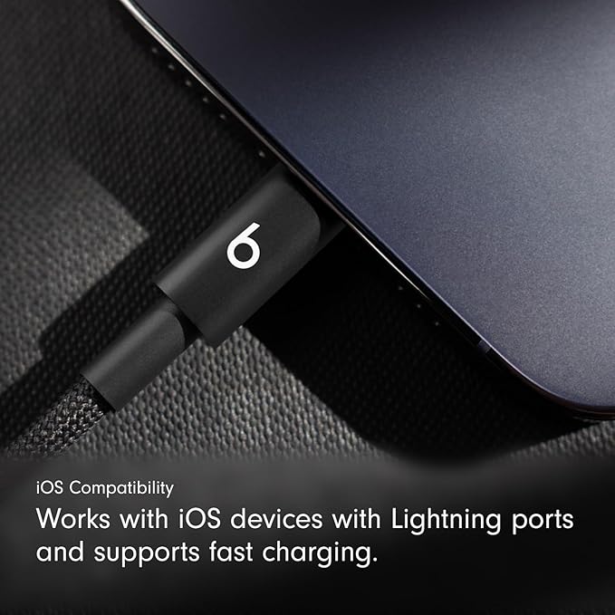 Beats USB-C to Lightning Woven Cable Fast Charging Durable/Tangle-Free Compatible Charger for Apple Devices w Lightning Ports (1.5 m, 5 ft) - Bolt Black, (Pack of 2)
