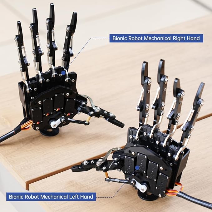 HIWONDER Robot Hand Five Fingers Support Secondary Development Solely Movement Bionic Robot Mechanical Arm Hand DIY Robot（Right Hand）