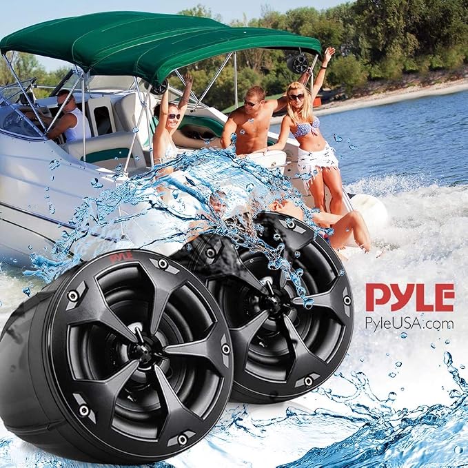 Pyle 800W Marine Speakers with Amplifier - 4" Waterproof Full Range Water Resistant Stereo Tower Speakers System with RCA, AUX, and MP3 Audio Input Cable for ATV, UTV, 4x4, Quad, Jeep, Boat