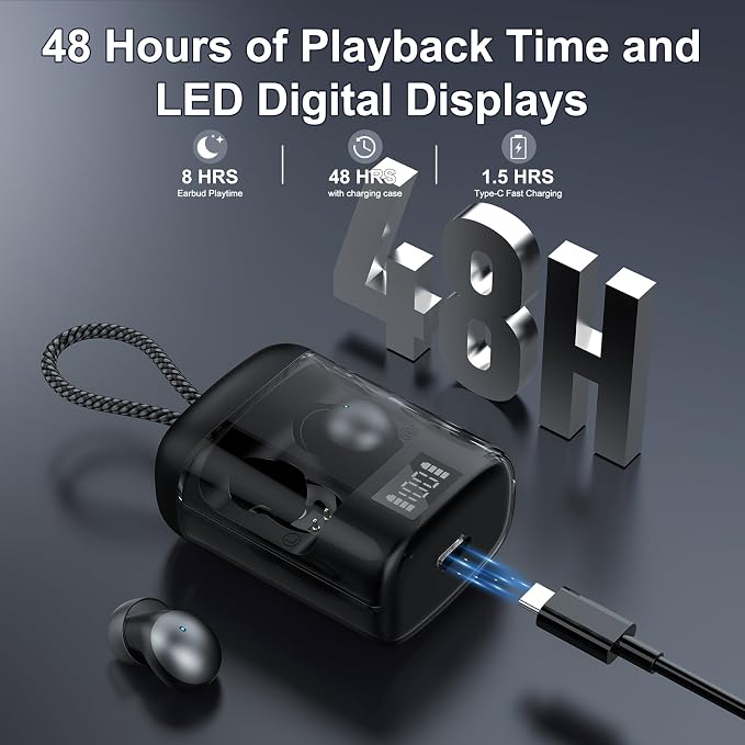 Sleep Earbuds Bluetooth 6.0 in Ear, 2026 New Mini Sleep Headphones with Sleep Monitor and APP, Sleepbuds for Side Sleepers, 48H Playtime Sleep Earphones with Personal Alarm/Small Earplugs, Black
