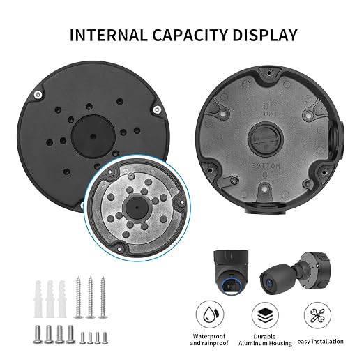 Junction Box Mount Compatible with Ubiquiti Camera Metal Junction Box Accessories for Unifi Dome Turret Bullet Cameras (G3,G4,G5, G6, AI,Pro) | Metal Construction, Compatible with Unifi Dome Turret Bullet Cameras, G3, G4, G5, G6, AI, Pro Models,Anti fa...