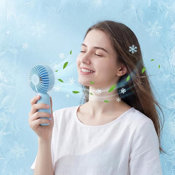 Rossesay 48 Pcs Mini Portable Fan Bulk Cute Handheld Lightweight Small Little Personal Hand Eyelash Fan 3 Speeds USB Rechargeable for Women Men Indoor Outdoor Makeup Travel (Blue)
