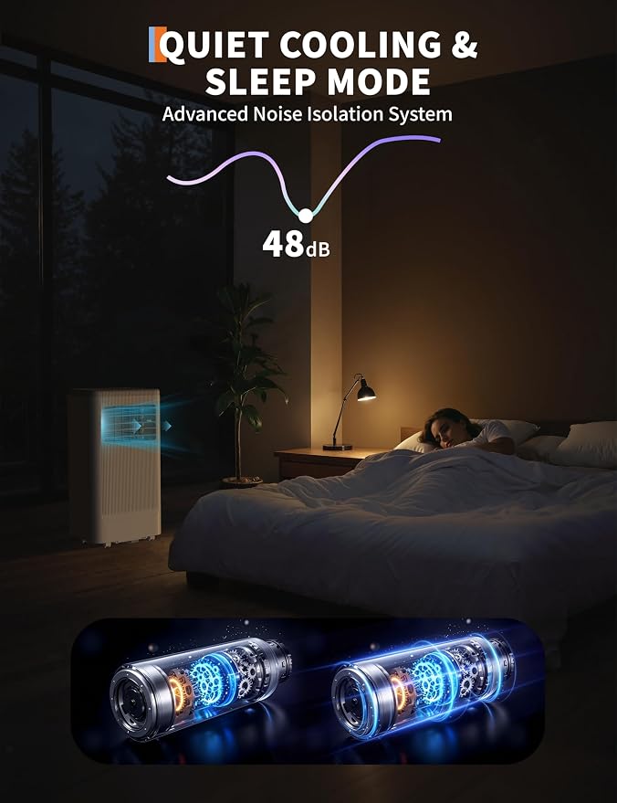 GarveeTech 8000 BTUs Portable Air Conditioners, Room Air Conditioner with Remote Control, 3 in-1 Stand Up AC Cooling, Built In Dehumidifier & Fan Modes, 24H Timer & Window Kit for Home Dorms