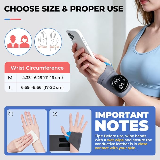 Hand Massager with Heat, Cordless Wrist Supports Brace - Relief for Carpal Tunnel, Arthritis & Tendonitis, Left/Right Hand, Gray, L