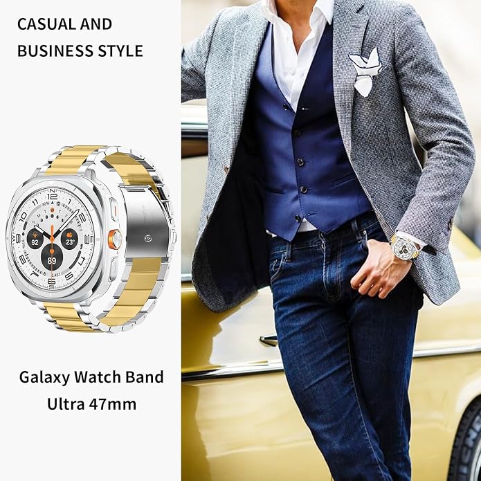 GOLDTOLUCK No Gap Stainless Steel Band Compatible with Samsung Galaxy Watch 8 7 6 5 4 Classic FE Pro Ultra 40mm 44mm 46mm 43mm 47mm 45mm 42mm Replacement Men Women Milanese Metal Elegant Casual