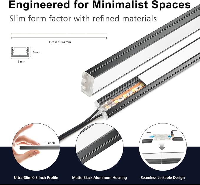 VST Smart Under Cabinet Lighting 6 Bars - UL Listed CRI 93+ Adjustable Strip Lights, Alexa & Google Home Compatible, App/Voice/Hand Wave Control for Kitchen Cabinets & Closets