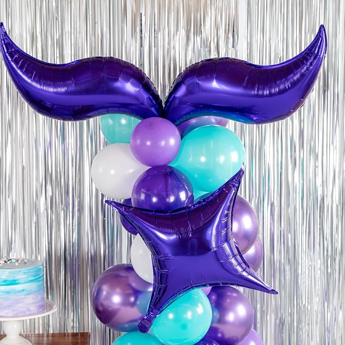 Restaurantware-Balloonify Mermaid Balloon Arch Kit, 1 Party Decoration Kit - 80 Balloons, With Chain, Latex Mermaid Tail Balloon Arch Kit, Includes Glue Dots, Ribbon, Knot, And Pump