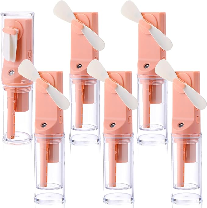 6 Pack Portable Misting Fan Handheld Rechargeable Fan Mini Battery Operated Fans with 4 Speeds Water Mist for Women Men Home Office Travel Makeup Outdoor(Pink)