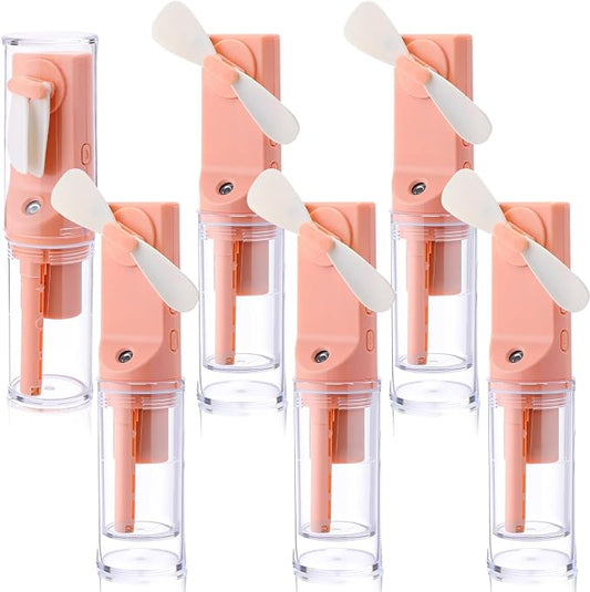 6 Pack Portable Misting Fan Handheld Rechargeable Fan Mini Battery Operated Fans with 4 Speeds Water Mist for Women Men Home Office Travel Makeup Outdoor(Pink)