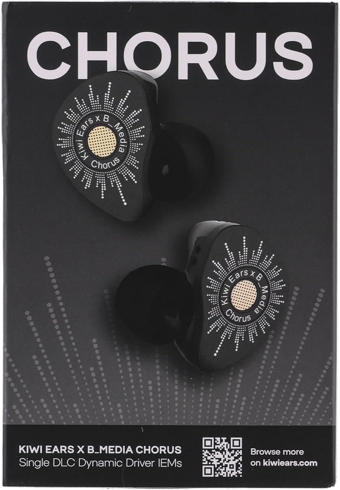 Linsoul Kiwi Ears x B_Media: Chorus in Ear Monitor,DLC Diaphragm Dynamic Driver Wired Earbuds CNC Metal Faceplate IEM,with Dual Silver-Plated Cable,Earphones for Audiophile (1, Black, Type C Mic)