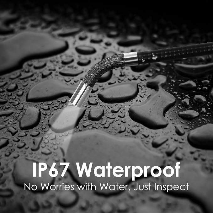 Two-Way Articulating Borescope Camera with Light,360°Rotation,1920P, 6.2 mm Industrial Endoscope IP67 Waterproof Flexible Semi-Rigid Cable for Automotive, Pipe Inspection