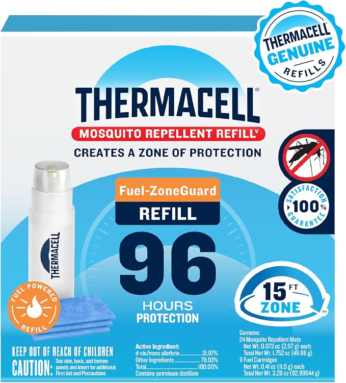 Thermacell Fuel-ZoneGuard Mosquito & Multi-Insect Repellent Refill; Up to 15-FT Zone of Scientifically Proven Outdoor Protection; Fuel-Powered; Patio; 96-Hr Refill; Bug Spray Alternative; Scent Free