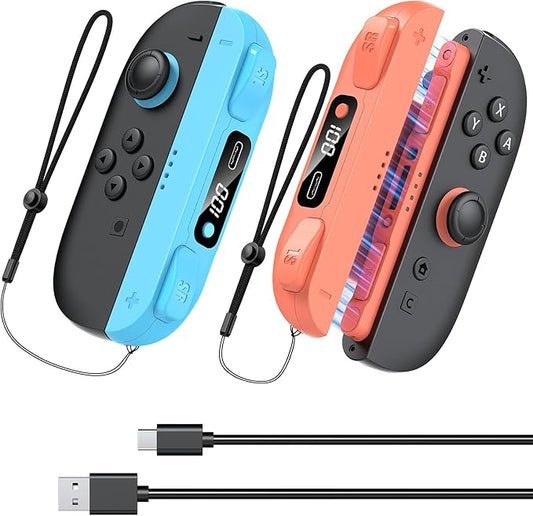 KOVA Switch 2 JoyPad Charging Grip with Built-in 3700 mWH Battery - 3.5H Fast Charging with LED Display, Enlarged SR/SL Buttons, Charging While Playing (Blue & Orange)