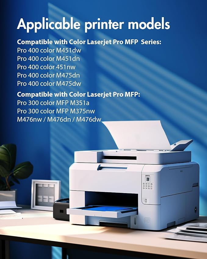 305X Toner Cartridges (with Chip) - 4 Pack High Yield Replacement for HP 305A Toner Cartridge CE410A, Works for LaserJet Pro 400 M451dn M451nw M475dn M475dw M451dw M375nw Series Printer | CE410X