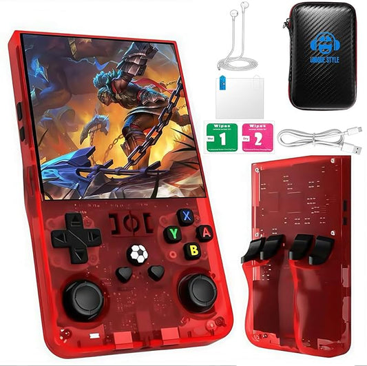 2025 Upgraded R36MAX Retro Handheld Game Console,128GB Built-in 22,000+ Classic Games,Portable Open Source Linux System,4.0-inch 4K HD IPS Screen & Video Player (Red 128G)