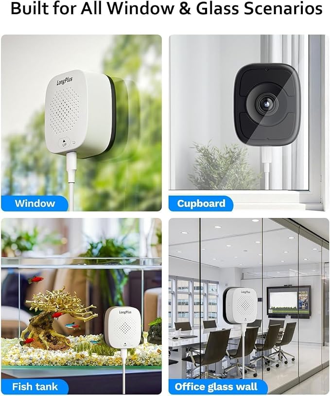 LongPlus 5MP 3K Window Camera, Night Vision Window Cameras for Home Security, 2.4G & 5G WiFi, 24/7 Recording, AI Person & Motion Detection Siren, Two-Way Audio, 60S Easy & Quick Install, 2 Pack