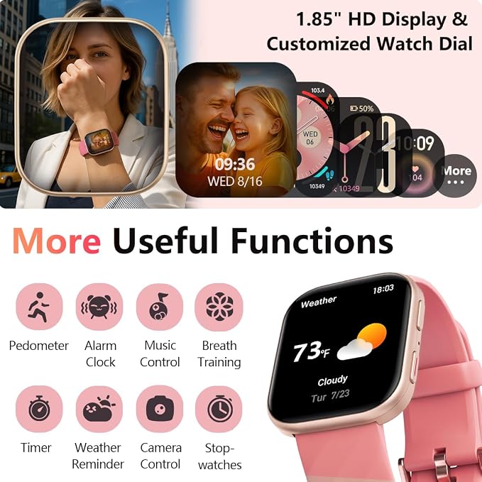 MorePro Health Fitness Tracker with 24/7 Heart Rate/Blood Pressure Monitor, Blood Oxy-gen/Sleep Tracking, 120+ Sports Activity Tracker, Smart Watch (Make/Answer Call) with Step Counter for Women Men