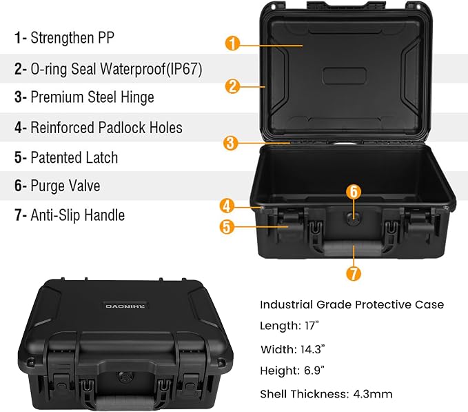 Drone Case for DJI Mavic 4 Creator Combo, IP67 Waterproof Dustproof Shockproof Protective Carrying Hard Case with Precision-Cut Foam, Anti-Fingerprint EVA Surface and High-Density Foam Base