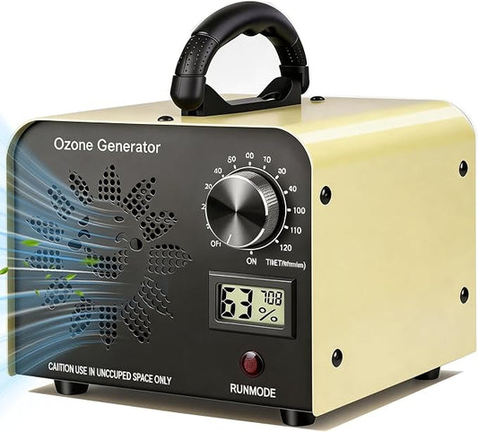 Ozone Generator 90,000mg/h with Temp/Humidity Display, High Capacity Output Portable Ozone Machine Odor Removal, Ozone Air Purifier for Rooms, Smoke, Cars and Pets, Ozone Machine up to 4000sq.ft