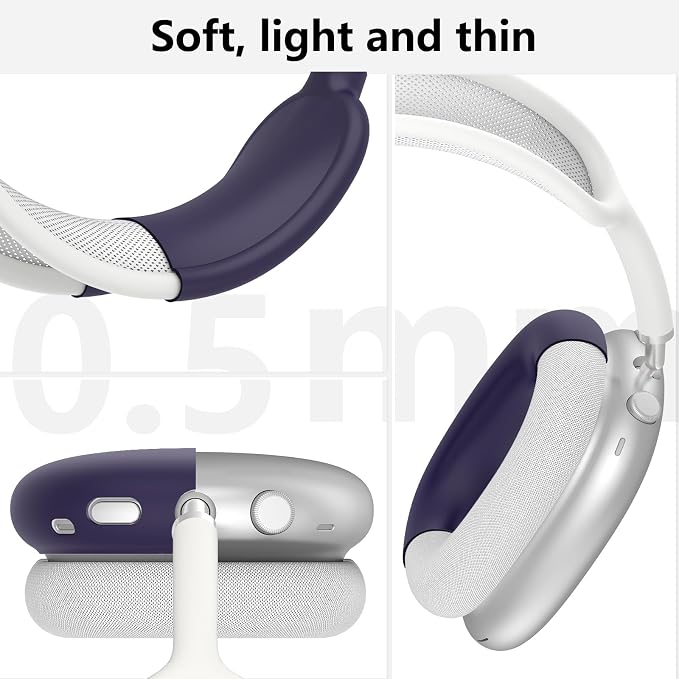 Silicone Case Cover for AirPods Max Headphones, Ear Pad Case Cover/Ear Cups Cover/Headband Cover for AirPods Max 2/1 (2026/2024/2020)(USB-C/Lightning), Accessories for Apple AirPods Max 2, Dark Purple