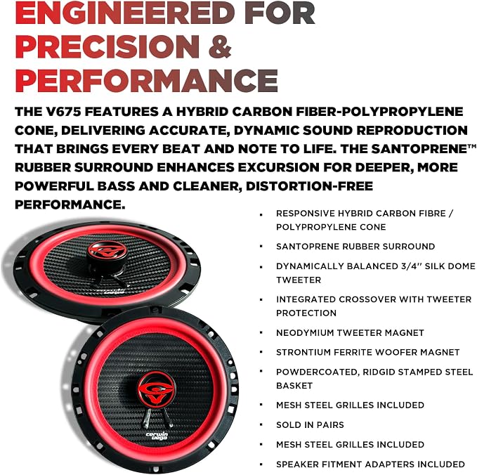 CERWIN-VEGA! V675 6.75" VEGA 2-Way 360 Watts 4 Ohm Coaxial Speakers(Pair)