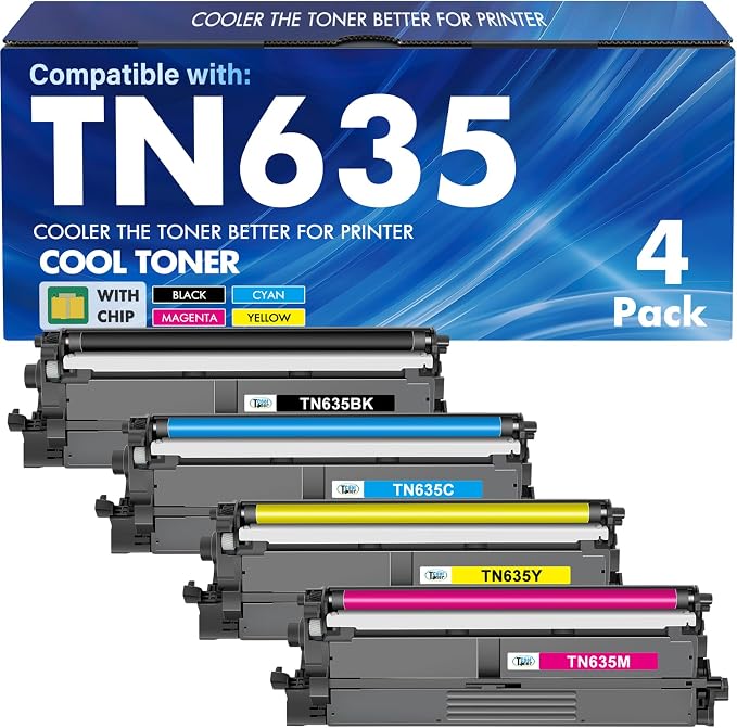 TN635 Toner Cartridge MFC-L8930CDW Compatible for Brother TN635XL TN-635 TN-635XL TN635XXL TN 635 635XL MFC-L8730CDW HL-L8430CDW HL-L8570CDW MFC-L8970CDW HL-L8430CDWT MFC-EX575 Ink Printer 4 Pack
