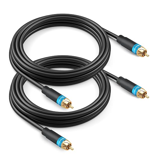BlueRigger Subwoofer Cable 8FT - 2 Pack (Dual Shielded RCA Cables for Subwoofer) Gold Plated, RCA Male to Male – Subwoofer RCA Cable for Amplifier, DAC, Receiver, Home Theater, HDTV, Soundbar
