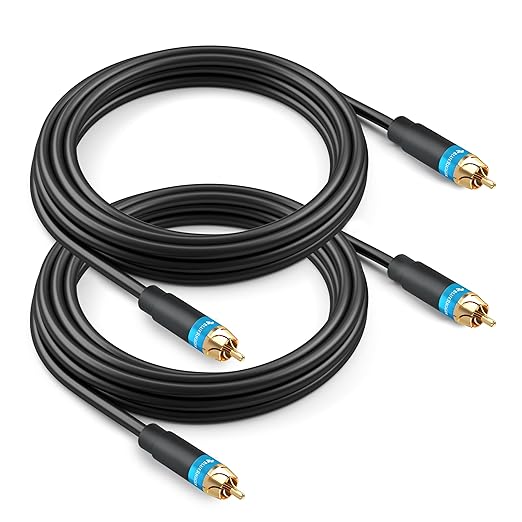 BlueRigger Subwoofer Cable 6FT - 2 Pack (Dual Shielded RCA Cables for Subwoofer) Gold Plated, RCA Male to Male – Subwoofer RCA Cable for Amplifier, DAC, Receiver, Home Theater, HDTV, Soundbar