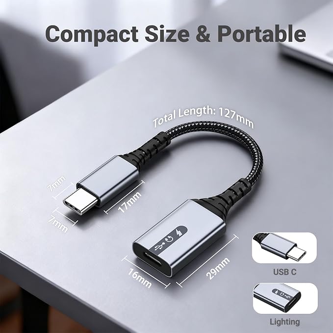 NICE BUDDY USB C to Lightning Adapter, 3-in-1 Type C to Female Lightning Converter OTG Cable for iPhone 15/14/13, iPad Pro/Air/Mini, MacBook, for Charging, Data Transfer, Music Audio with EarPods