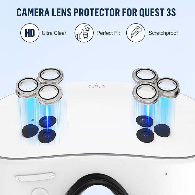 Silicone Cover Set Compatible with Meta/Oculus Quest 3s Accessories, Silicone Face Cover, Controller Grip Cover, Camera Lens Protector, VR Shell Cover, Protective Lens Cover, Not Fit Quest 3