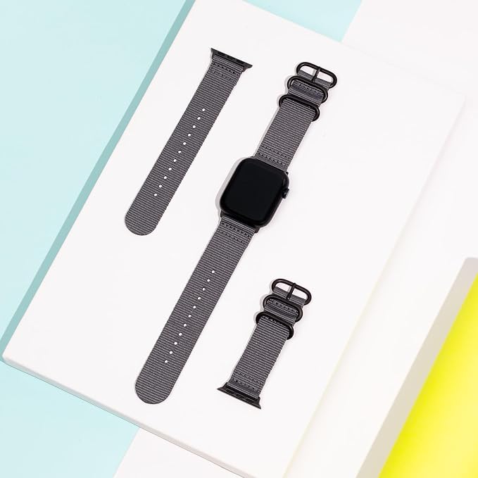 Carterjett EXTRA LARGE Hiking Trail Nylon Band - Compatible with Apple Watch Ultra 3 2 1 49mm, All Series 46mm 45mm 44mm for Men Women, XL for Big Wrists, Xtra Long, Soft Braided Sturdy Weave Sport Strap for iWatch & SE 3 2 1 (Casper Gray, XL)