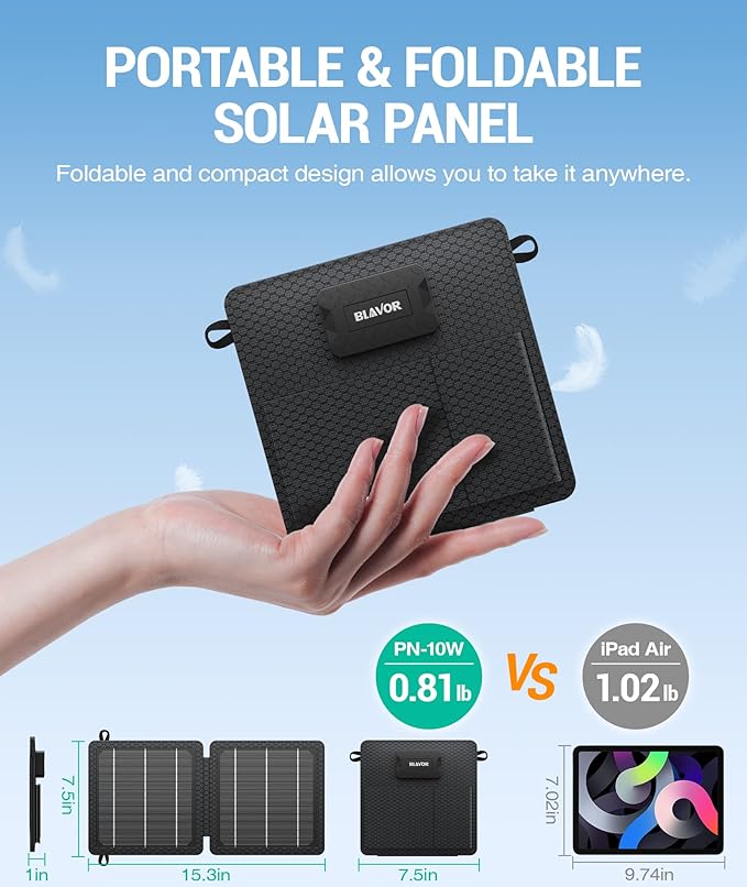 BLAVOR 20,000mAh PD 18W Solar Charger Power Bank Foldable-Orange Plus 10W Portable Solar Charger(5V/2A Max)