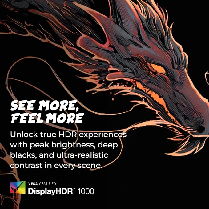 AOC Gaming Q27G4ZMN 27" Mini-LED Gaming Monitor, QHD Ultra Wide 1440p, 240Hz, 1ms, DisplayHDR 1000, Adaptive-Sync, 1152 Dimming Zones, Xbox/PS5/Switch Ready, 3-Year Zero-Bright-dot.