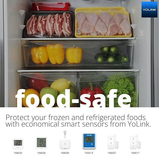 YoLink Smart Wireless Temperature & Humidity Sensor, Wide Temp Range for Fridge, Green House, Pet Cage, App Alerts, Emails, Text/SMS alerts- Hub Required