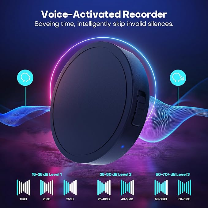 132G (9800 Hour) Voice Activated Recorder - Elasound Voice Recorder with AI-Intelligent Triple Noise Reduction, Portable Audio Recorder for Work, Lectures,100H Continuous Recording Device