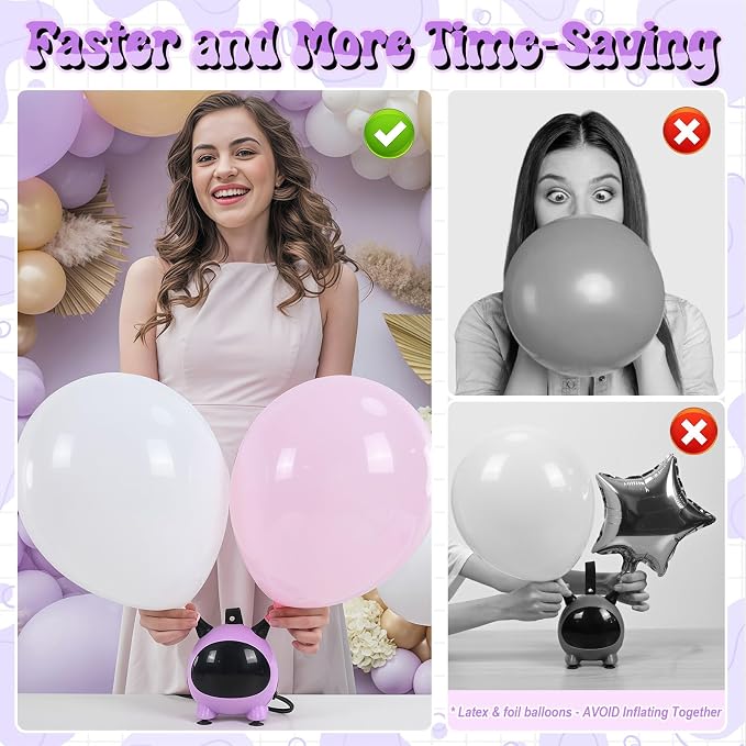 Togvu Balloon Pump Electric, Portable Balloons Inflator Air Pump with 2 Nozzles, Small Balloon Blower Machine 600W for Latex Garland Arch and Foil Balloons