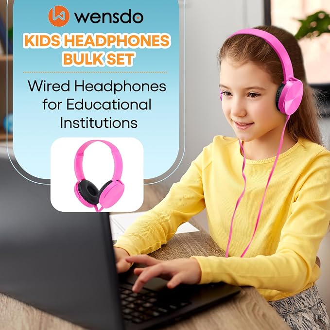 Bulk Headphones 12 Pack for School Classroom Kids K-12, Wholesale Wired Durable Computer Earphones Class Set for Students Children Toddler Teens Boys Girls and Adult (HY450, 12 Mixed)