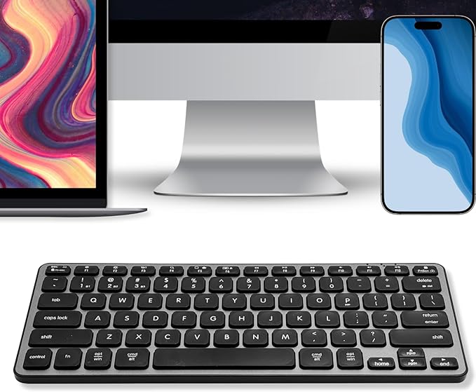 Macally Wireless Bluetooth Keyboard for Mac - Premium Multi Device Connectivity - Compatible Apple Keyboard for MacBook Pro/Air, iMac, Mac mini, iPad, Laptop, and PC