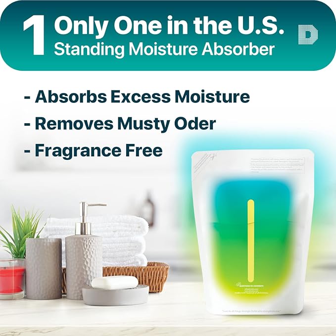 Dry & Dry Standing Moisture Absorbers to Control Excess Moisture for Basement, Closets, Bathrooms, Laundry Rooms - White (5 Pack)