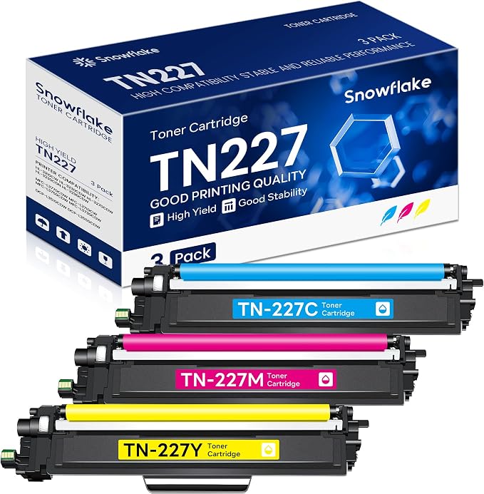 TN227 TN-227 C/M/Y High Yield Toner Cartridge Compatible TN-227 Cyan Magenta Yellow Replacement for Brother TN-227 TN227 TN-227C/M/Y MFC-L3770CDW MFC-L3710CW Printer (3 Pack).