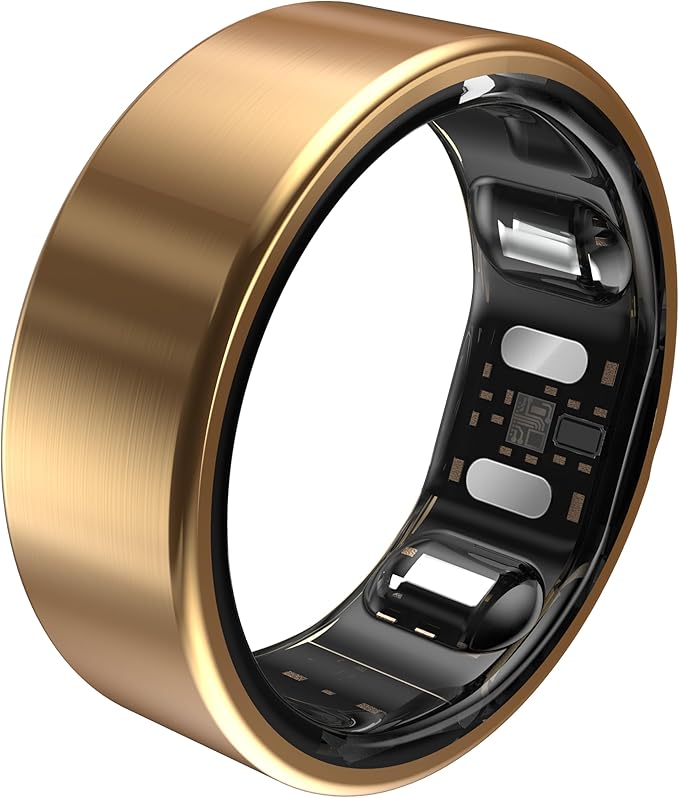 QALO Slim Smart Ring – Size Before You Buy – No Subscription Fee – Titanium Fitness Tracker, Tracking for Sleep, Steps, HRV, Women’s Health, iOS & Android Compatible (Gold, Size 06)