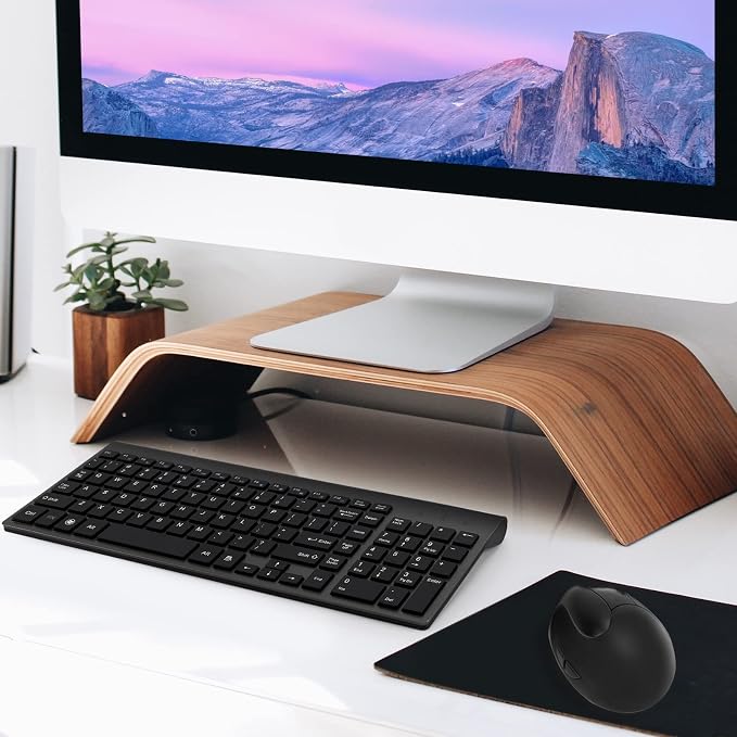 Fonicer 2.4GHz Wireless Vertical Ergonomic Mouse and Keyboard Combo Ultra-Thin Portable Size for PC Desktop Computer Laptop Mac For Students or Small Hands