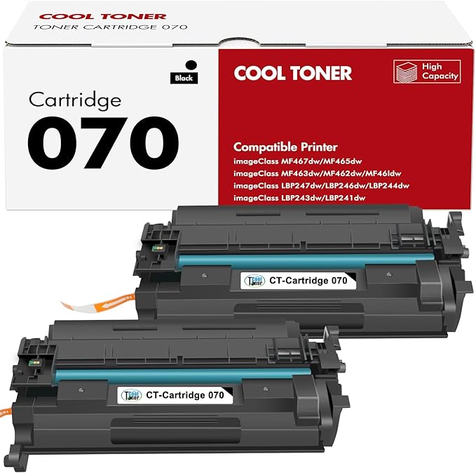 070 Black Toner Cartridge Compatible for Canon MF465dw 070 070H Toner CRG070 CRG-070 for Canon imageCLASS MF465dw MF462dw LBP247dw LBP246dw MF460 LBP240 MF462 LBP247 LBP246 Laser Printer Ink 2-Pack