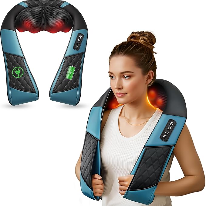 COMFIER Cordless Neck Massager with Heat, Back Massager for Pain Relief deep Tissue, 3D Shiatsu Neck Shoulder Massage, Gift for Dad Men
