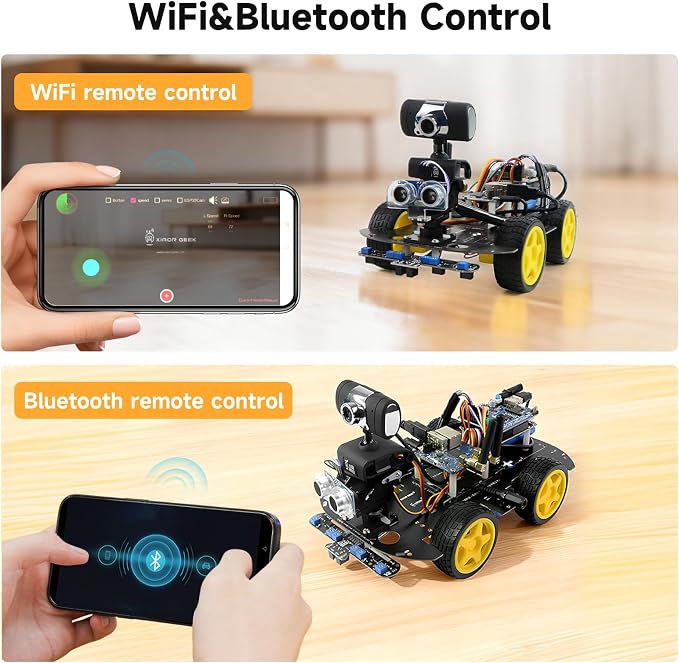 Smart Video Car Robot for Arduino, WiFi & Bluetooth RC Car with Camera, 6-Way IR & Ultrasonic Sensors, Programmable Arduino Robotics Kit for Adults STEM Education & AI Learning (UNO-6 Way IR Sensor)