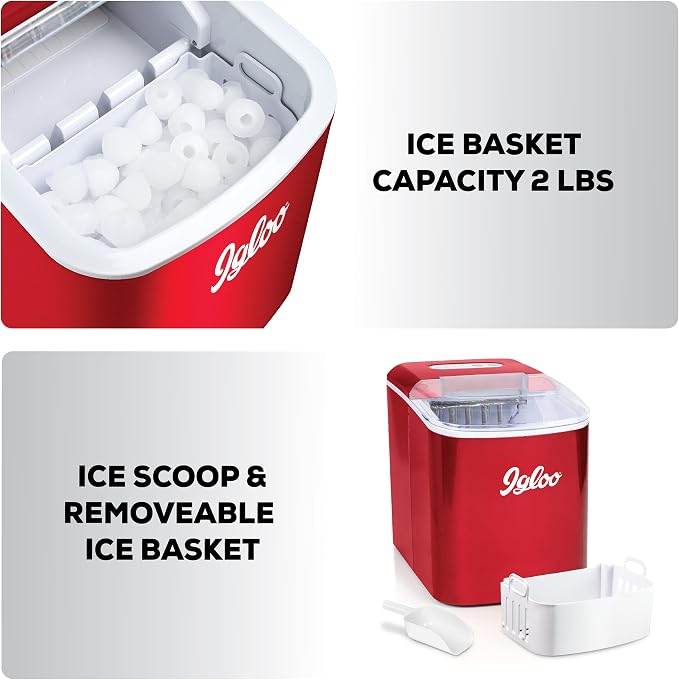 Igloo 26-lb Automatic Electric Countertop Ice Maker, 9 Cubes in 7 Mins & SereneLife Digital Safe & Lock Box for Cabinets, Home, Office, or Hotels, 12.2" x 7.8