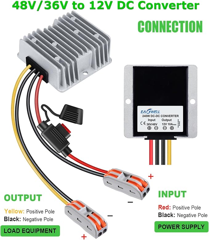 10A 120W Golf Cart 18V 20V 24V 36V 48V Step Down to DC 12V Converter Voltage Regulator Reducer Power Buck Converter Waterproof Transformer