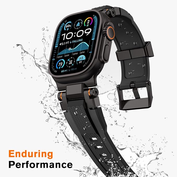 amBand Bands Compatible with Apple Watch Ultra 3/2/1 49mm, M1 Sport Series Rugged Durable Strap with Metal Connector to Match Ultra's Titanium Case for iWatch 49mm Men Matte Black